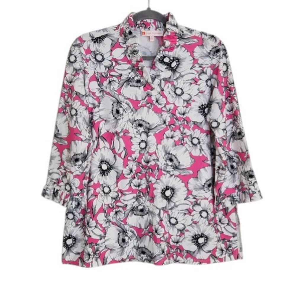 Jude Connally Pink Floral Print Blouse Size Small